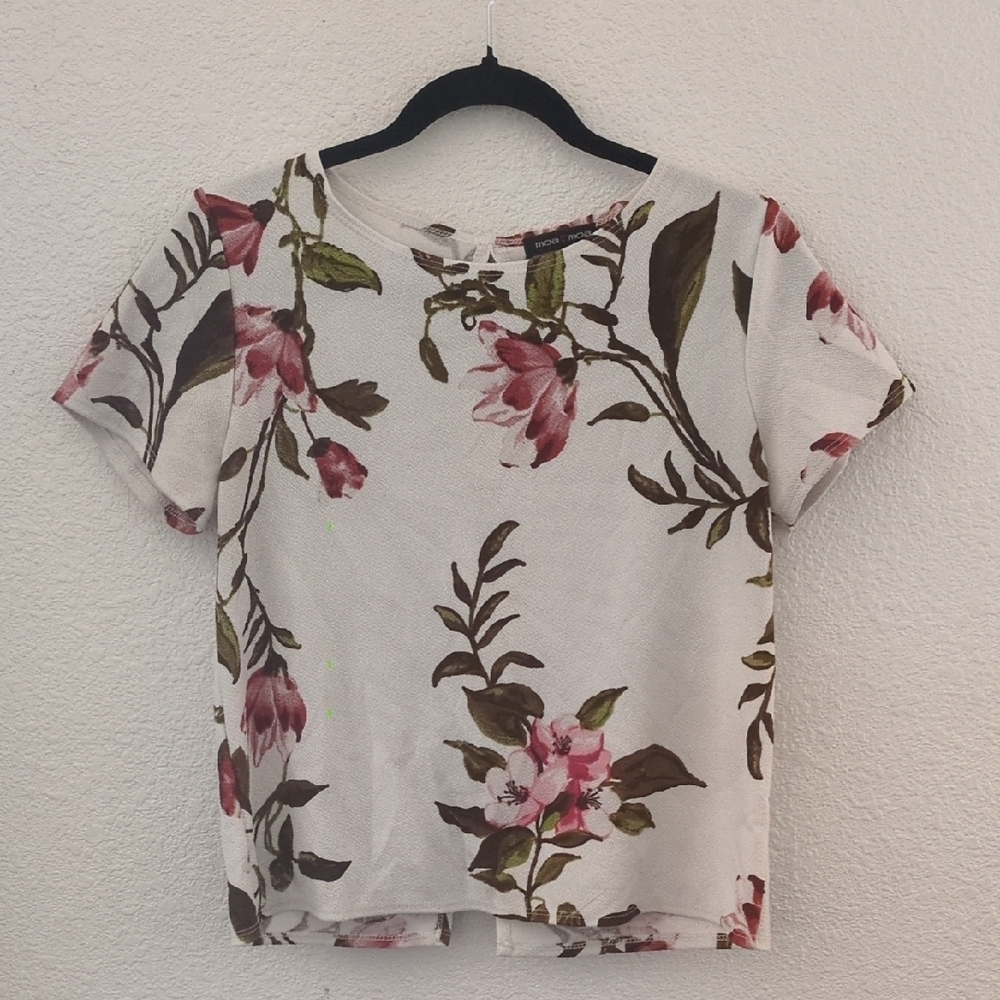 Moa Moa White and Pink Crop Blouse Short Sleeve + Rust Top